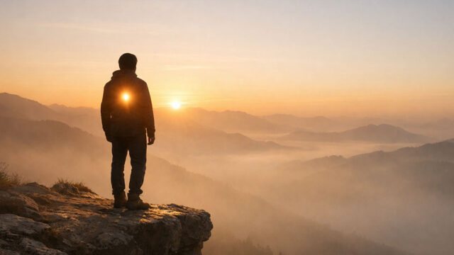 silhouette au lever du soleil représentant l’intuition et la perception intérieure