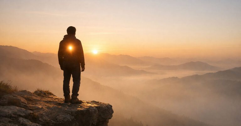 silhouette au lever du soleil représentant l’intuition et la perception intérieure